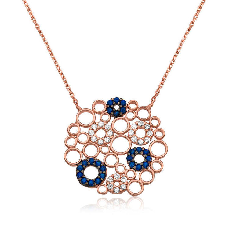 925 Sterling Silver Rose Gold Bubbles Necklace