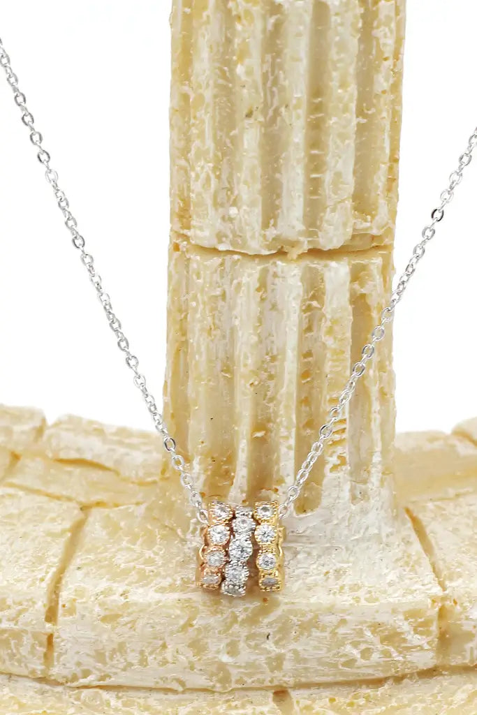 Three Circles Cubic Zirconia Crystal Necklace