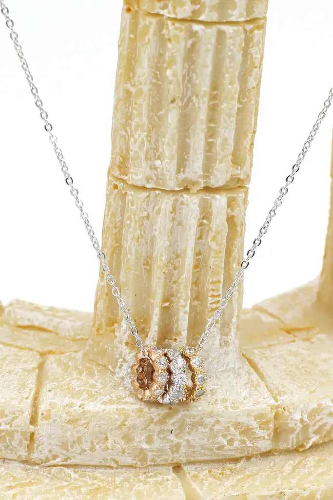 Three Circles Cubic Zirconia Crystal Necklace
