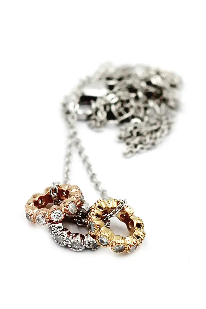 Three Circles Cubic Zirconia Crystal Necklace