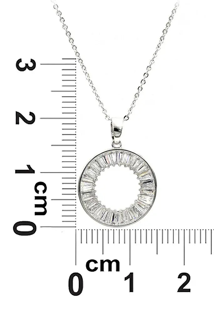 Circle Cubic Zirconia Crystal Necklace