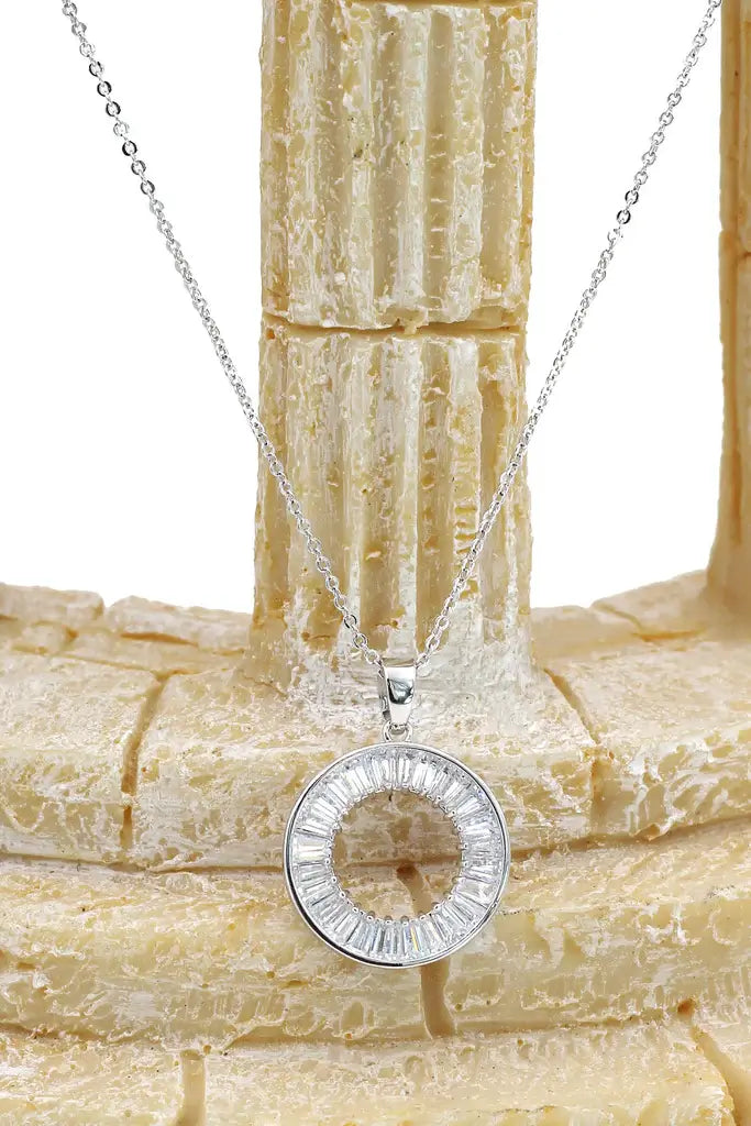 Circle Cubic Zirconia Crystal Necklace