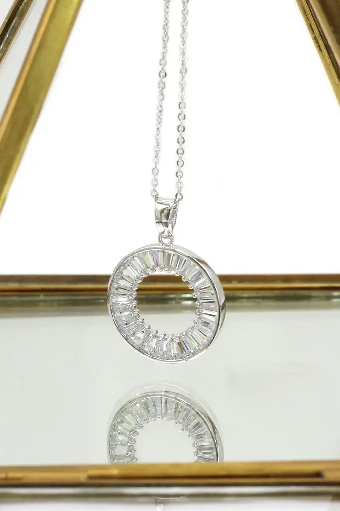 Circle Cubic Zirconia Crystal Necklace