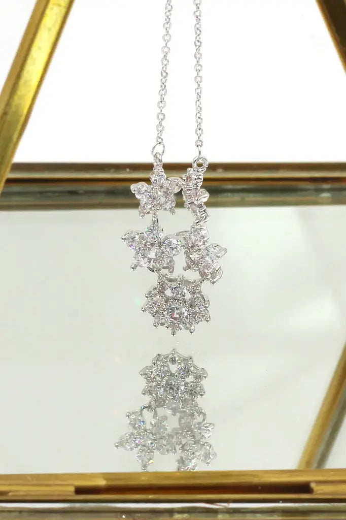 Five Flowers Cubic Zirconia Crystal Necklace