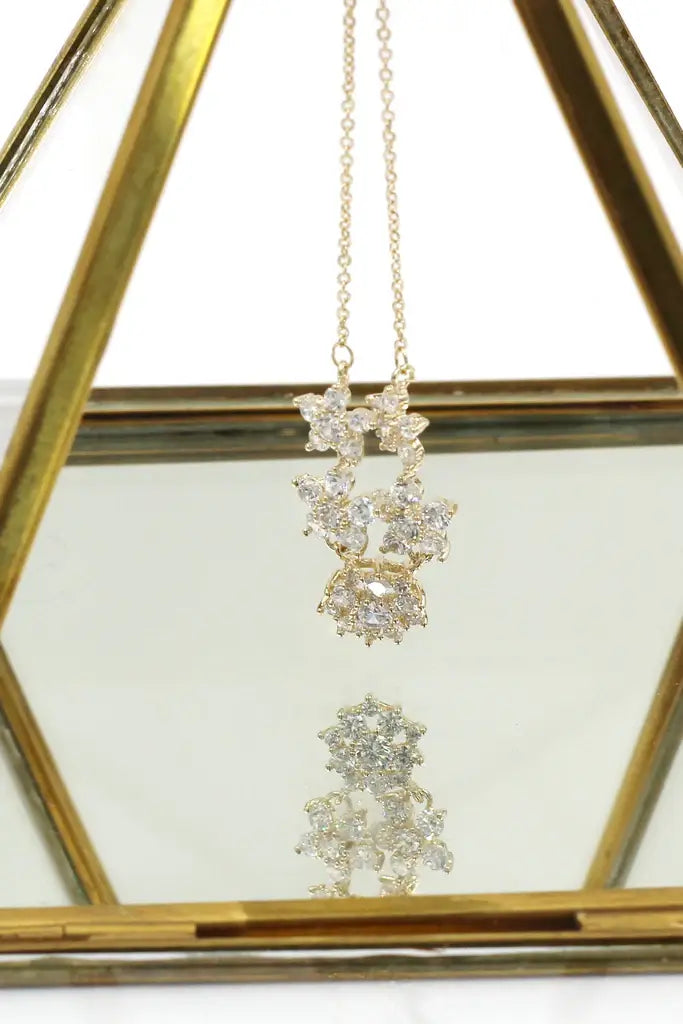 Five Flowers Cubic Zirconia Crystal Necklace