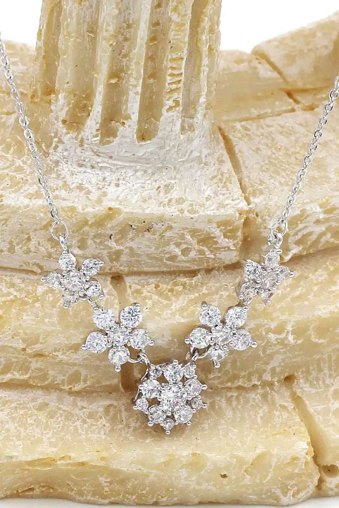 Five Flowers Cubic Zirconia Crystal Necklace