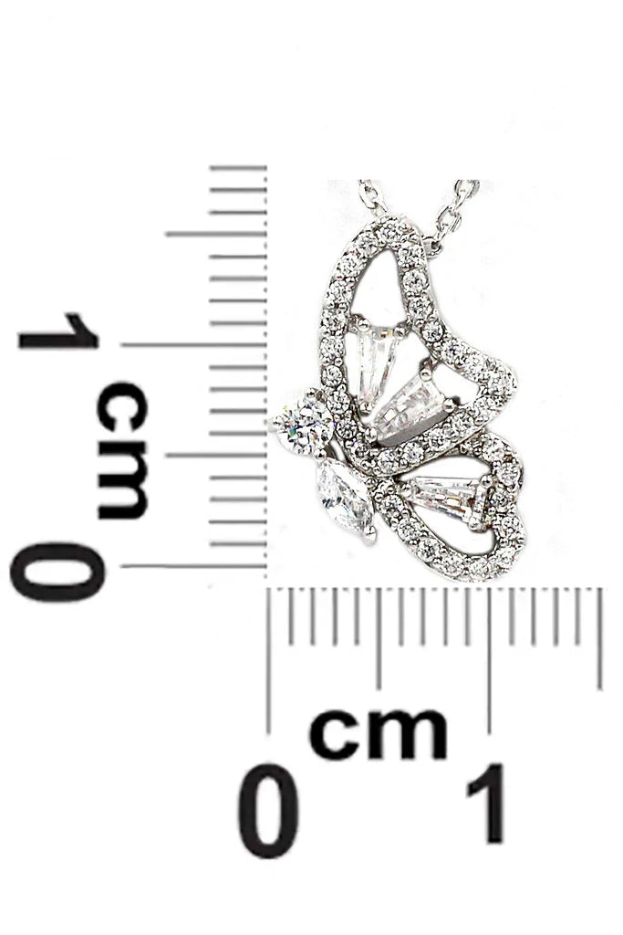 Butterfly Key Cubic Zirconia Crystal Necklace