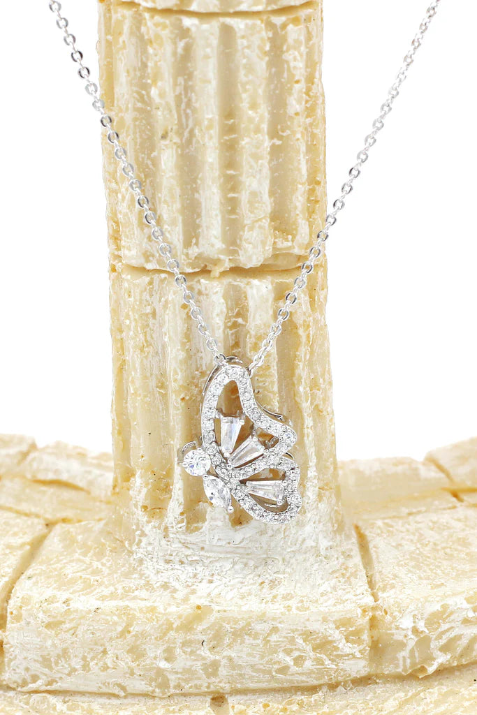 Butterfly Key Cubic Zirconia Crystal Necklace