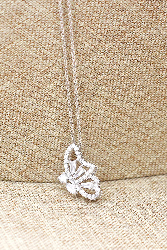 Butterfly Key Cubic Zirconia Crystal Necklace