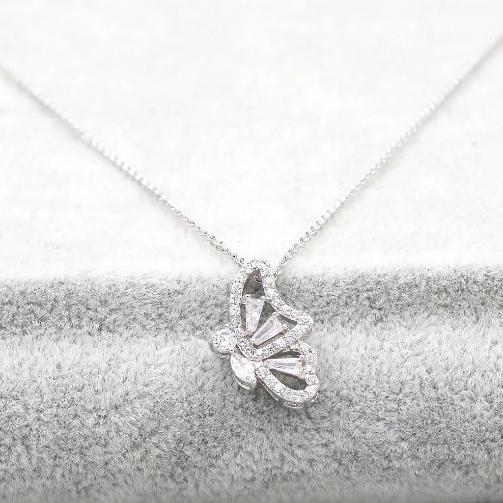 Butterfly Key Cubic Zirconia Crystal Necklace