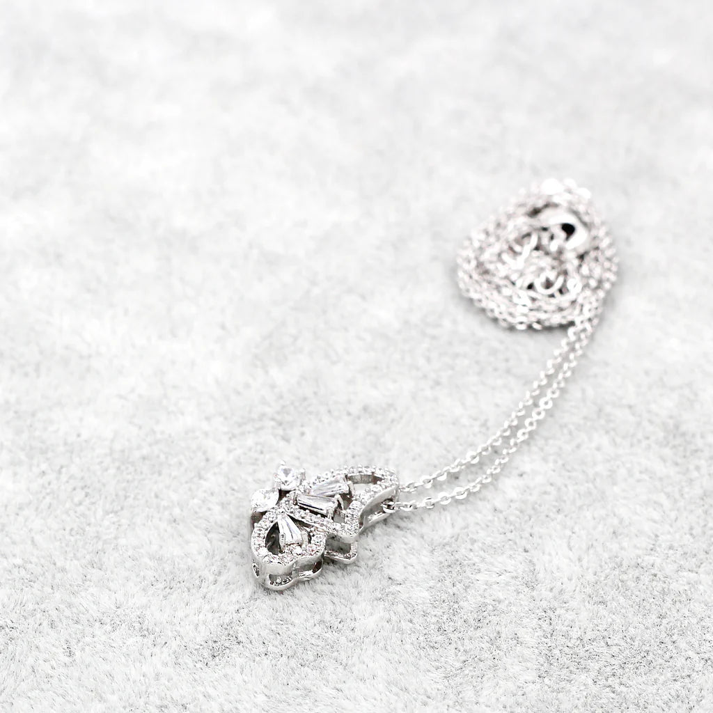 Butterfly Key Cubic Zirconia Crystal Necklace