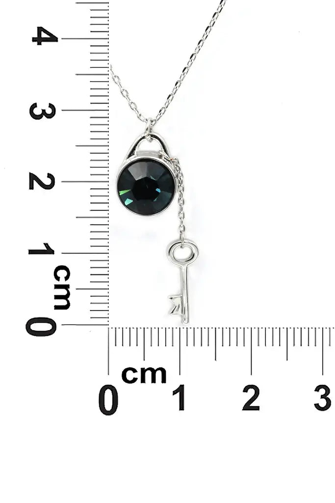 Blue Crystal Key Cubic Zirconia Crystal Necklace