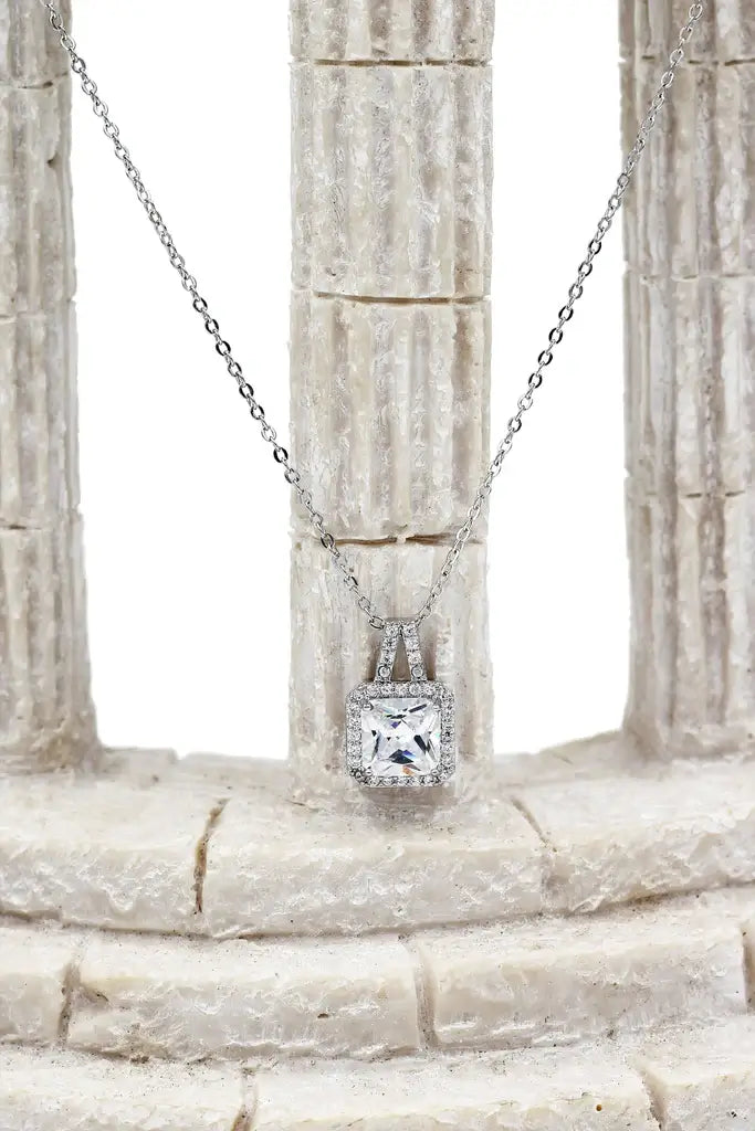 Elegant Square Cubic Zirconia Crystal Necklace