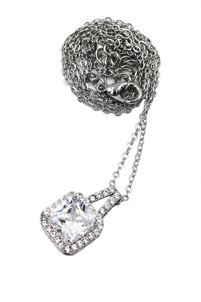 Elegant Square Cubic Zirconia Crystal Necklace