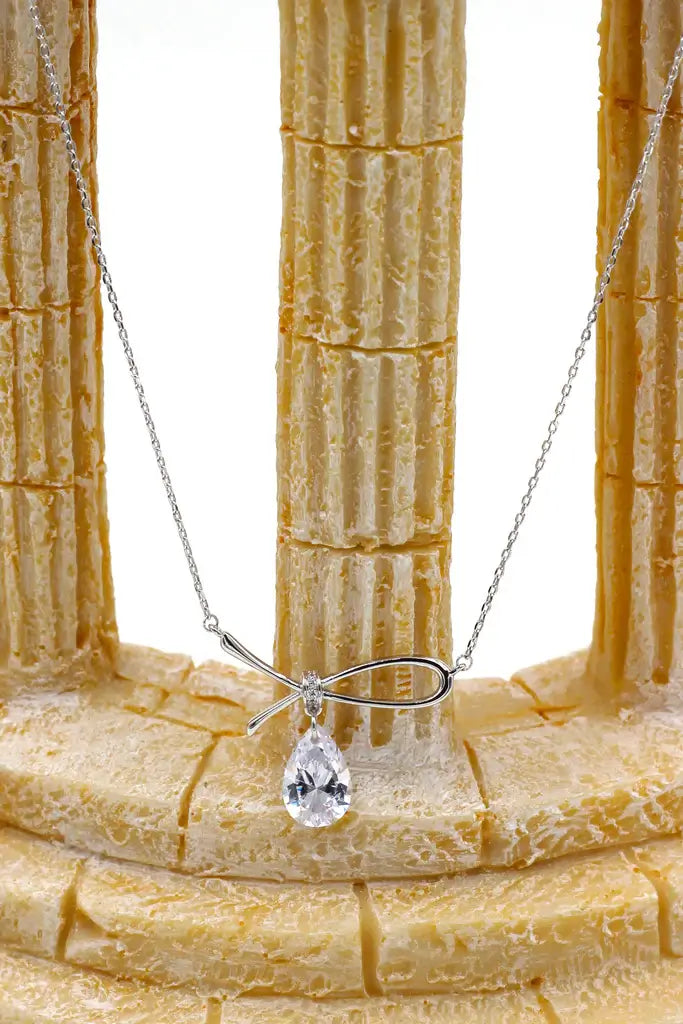 Bow Cubic Zirconia Crystal Necklace