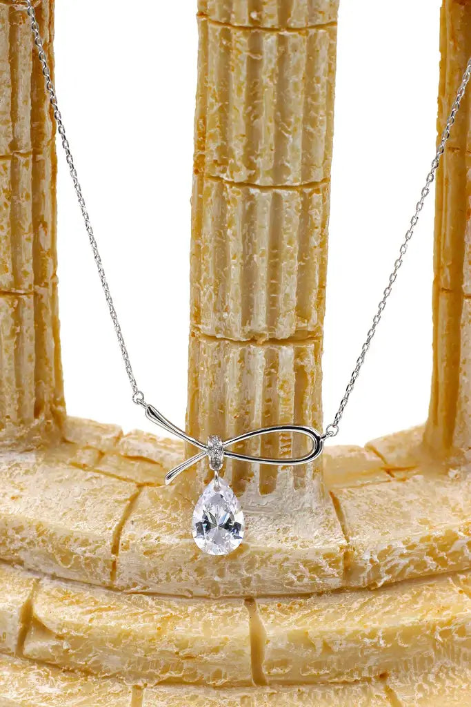 Bow Cubic Zirconia Crystal Necklace