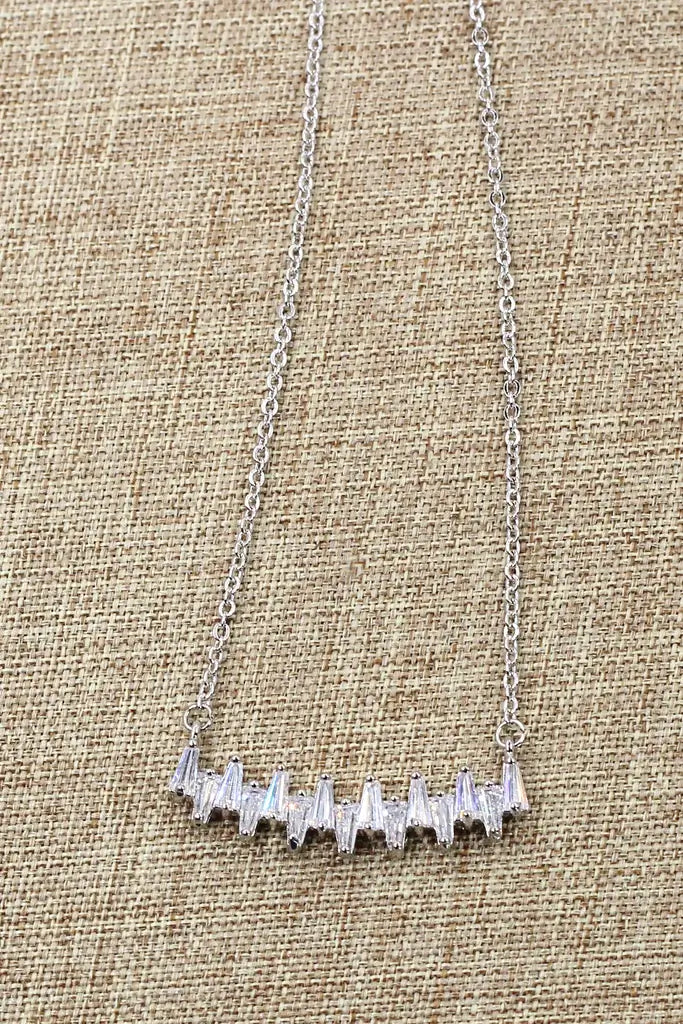 One Line Simple Cubic Zirconia Crystal Necklace
