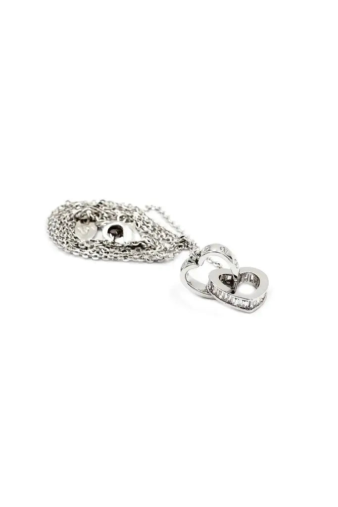 Two Hearts Cubic Zirconia Crystal Necklace