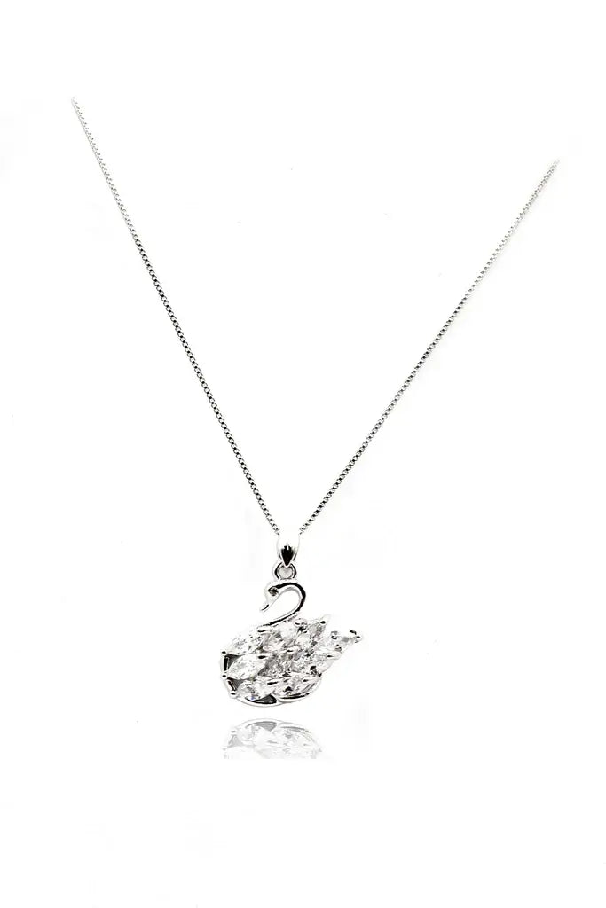 Swan Necklace Earrings Set Cubic Zirconia Crystal Necklace
