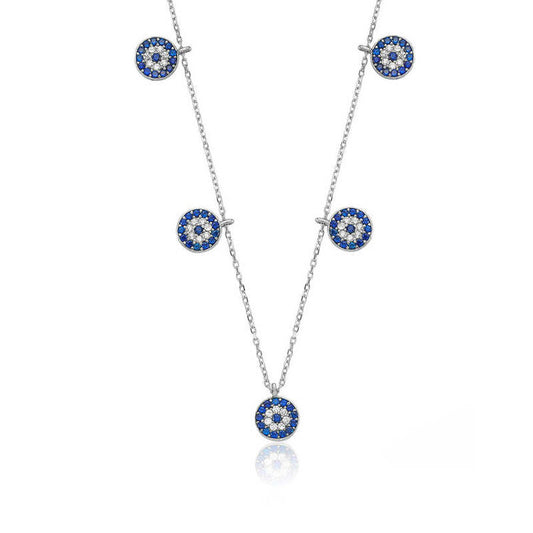 925 Sterling Silver Silver Evil Eye Bead Protection Necklace