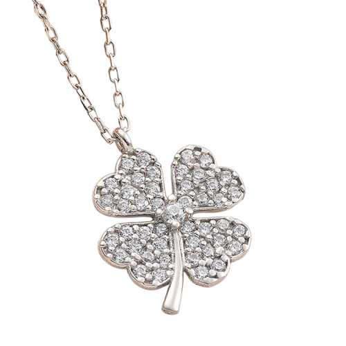 925 Sterling Silver Small Four Leaf Clover Necklace