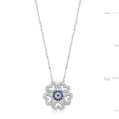 925 Sterling Silver Flower Evil Eye Necklace