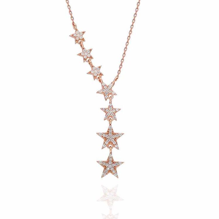 925 Sterling Silver Multi Stars Necklace