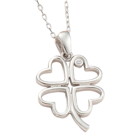 925 Sterling Silver Four Leaf Clover Necklace