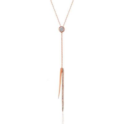 925 Sterling Silver Rose Gold Single Stone Necklace