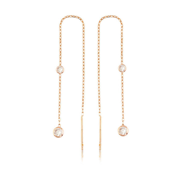 925 Sterling Silver Rose Gold Chain Earrings