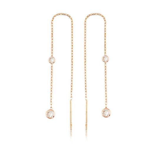 925 Sterling Silver Rose Gold Chain Earrings