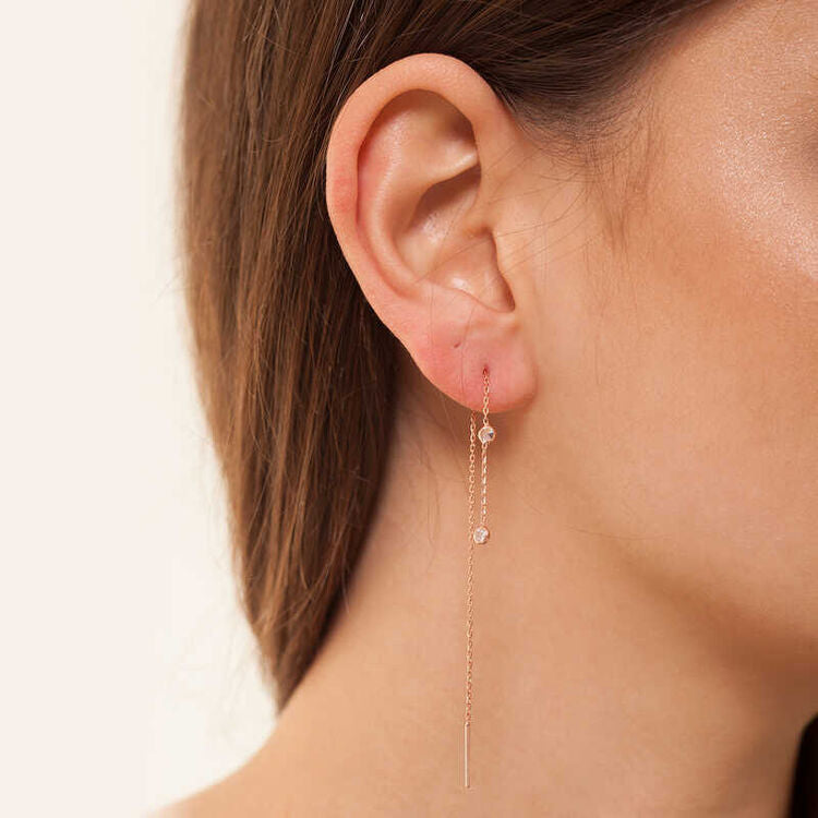 925 Sterling Silver Rose Gold Chain Earrings