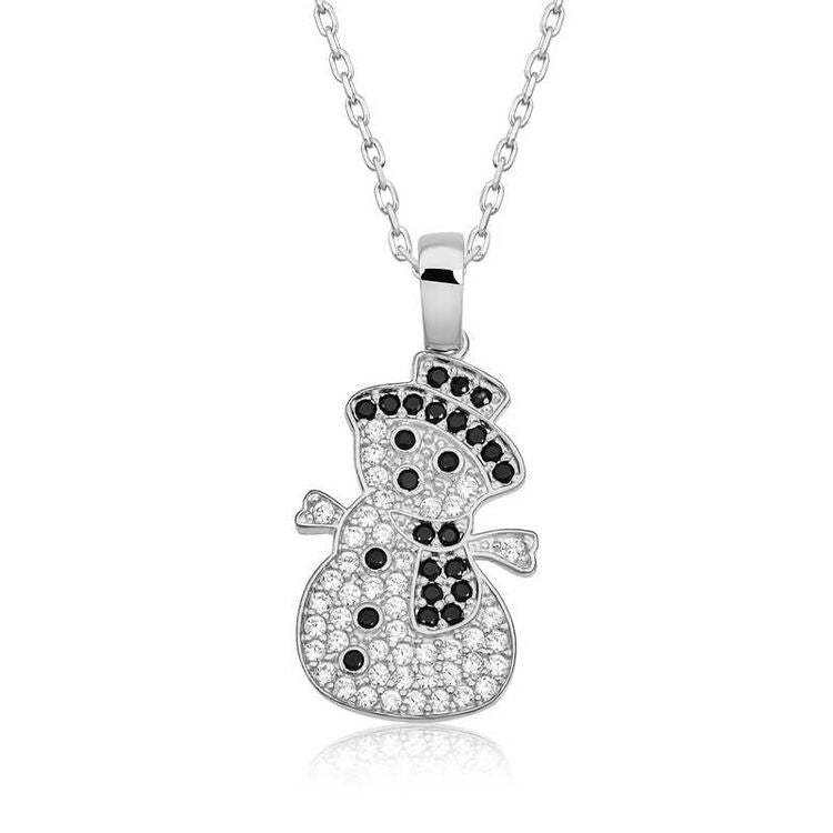 925 Sterling Silver Small Snowman Necklace