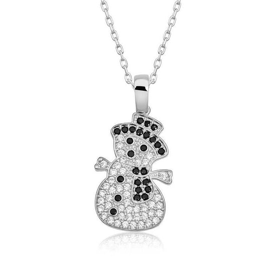 925 Sterling Silver Small Snowman Necklace