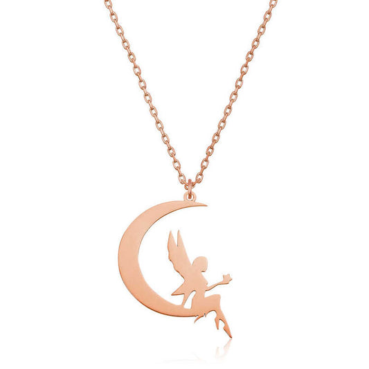 925 Sterling Silver Rose Gold Angel Necklace