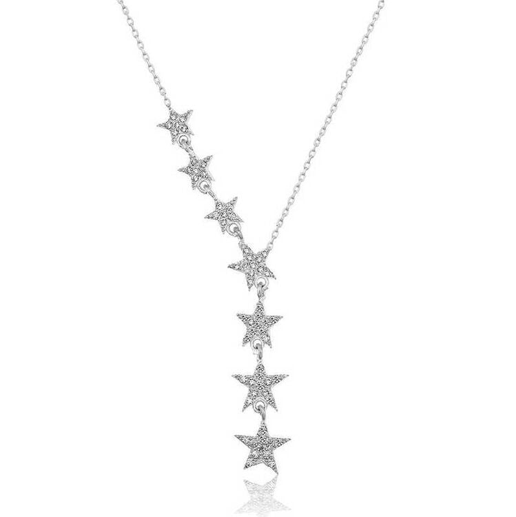 925 Sterling Silver Multi Stars Necklace