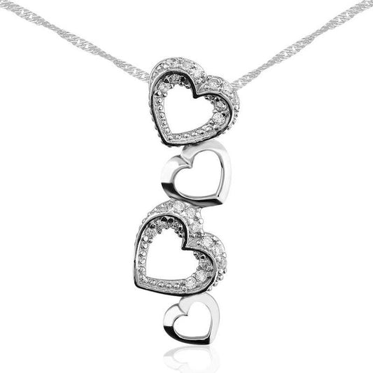 925 Sterling Silver Multi Heart Necklace