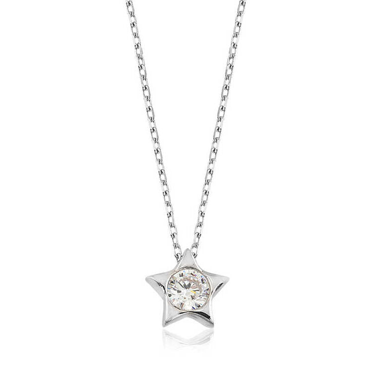 925 Sterling Silver Single Stone Star Necklace