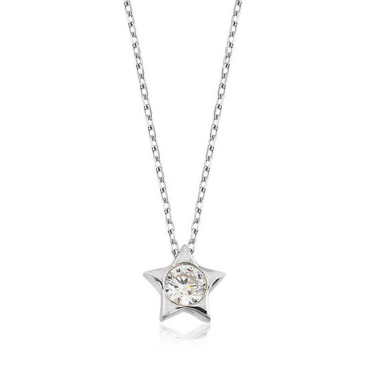 925 Sterling Silver Single Stone Star Necklace