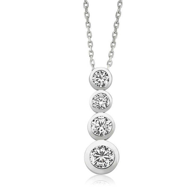 925 Sterling Silver Four Stones Classic Necklace