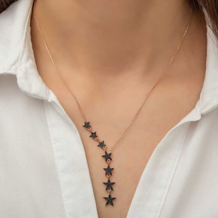 925 Sterling Silver Multi Stars Necklace