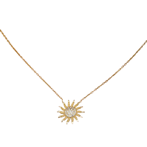 925 Sterling Silver Gold Small Sun Necklace