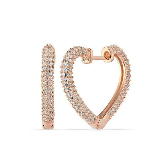 925 Sterling Silver Rose Gold Heart Earrings