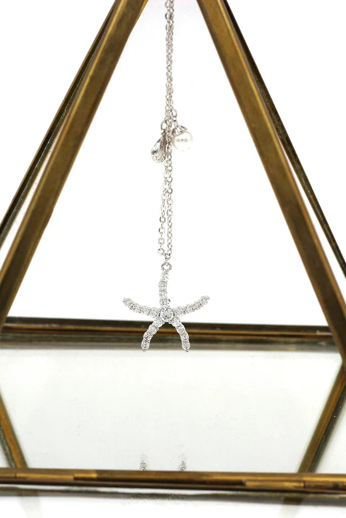 Starfish Pearl Cubic Zirconia Crystal Necklace