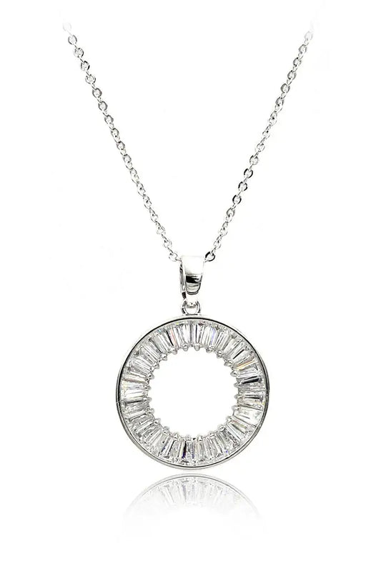 Circle Cubic Zirconia Crystal Necklace