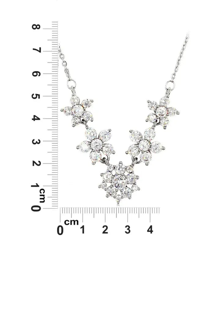 Five Flowers Cubic Zirconia Crystal Necklace