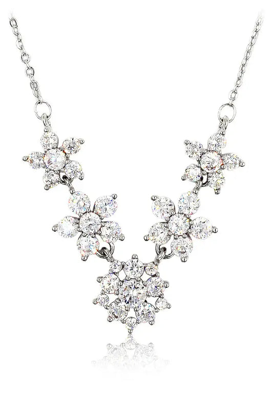 Five Flowers Cubic Zirconia Crystal Necklace