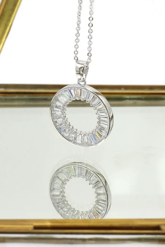 Circle Cubic Zirconia Crystal Necklace