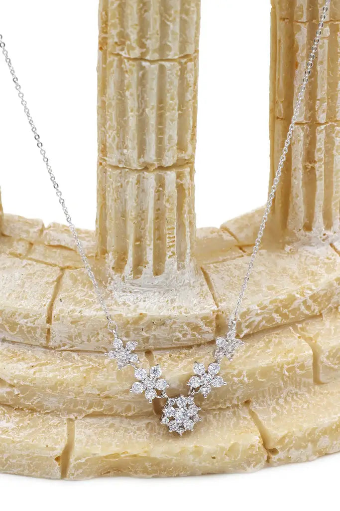 Five Flowers Cubic Zirconia Crystal Necklace