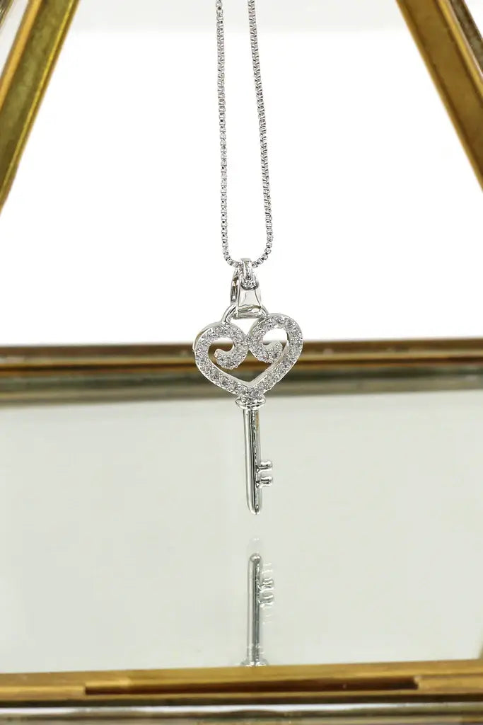 Mini Key Cubic Zirconia Crystal Necklace